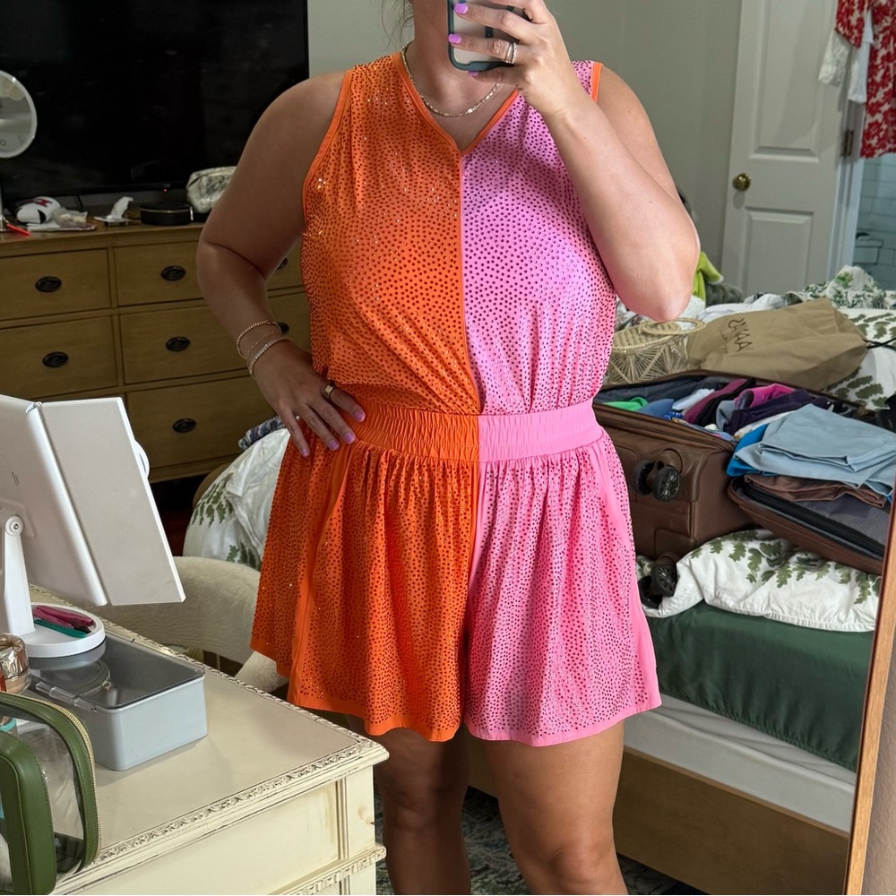 Vibrant Orange and Pink Sleeveless shorts & top - never worn outside of try on